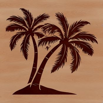 A simple line drawing illustration of a palm tree in vector format, suitable for digital design projects.
