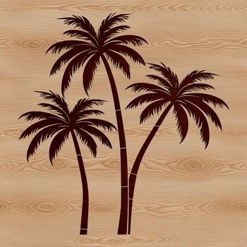 A single palm tree with swaying fronds set against a clear blue sky.