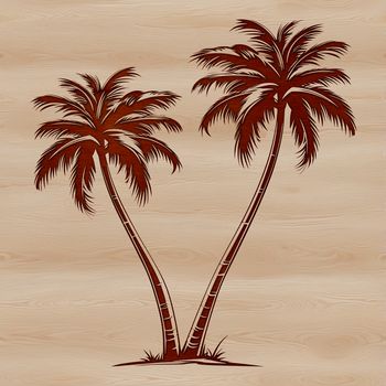An isolated vector graphic of a single palm tree against a simple background.