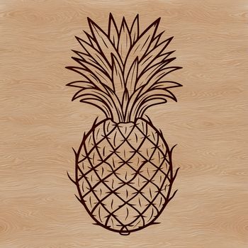 A stylized, high-resolution SVG graphic of a single pineapple on a transparent background.