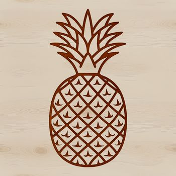 A graphic representation of a pineapple in a minimalist style suitable for digital designs and printing.