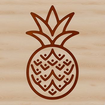 A simple illustration of a pineapple fruit with clean lines and minimalist design.