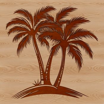 An isolated illustration of a tall, leafy palm tree in a minimalist style.