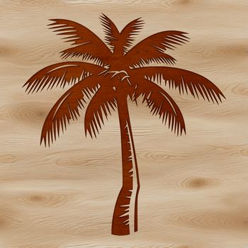 An isolated vector graphic of a palm tree with detailed foliage.