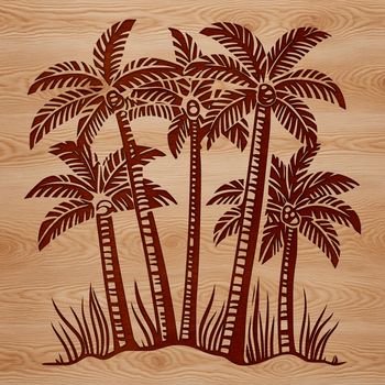 A single palm tree with a long stem and leaves standing alone on a sandy beach.
