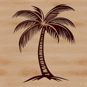 A single palm tree illustration with thick trunk and long leaves.