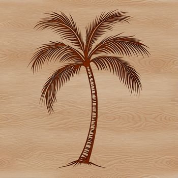 A stylized illustration of palm trees against a simple background.