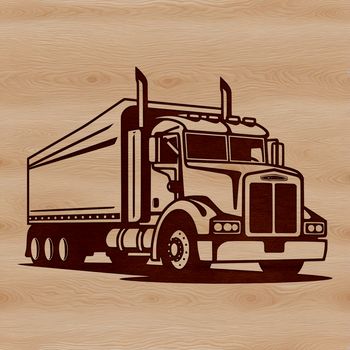 A detailed illustration of a semi truck, ideal for vector graphics projects.