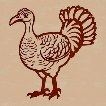 A vector design representation of a domesticated bird often served during holiday meals in the Western world.