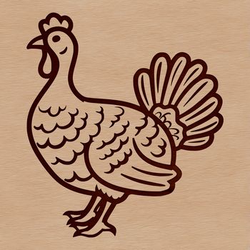 Simple line drawing of a turkey in various poses suitable for farm-themed designs.