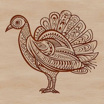 A stylized illustration of a turkey, suitable for decorative purposes in farm-themed designs.