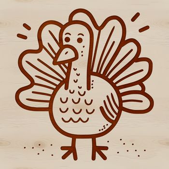 A detailed illustration of a farm-raised turkey in profile, suitable for various design projects.