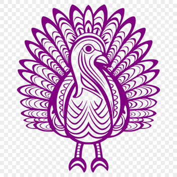 A detailed illustration of a farm animal, featuring a full-body representation of a turkey.