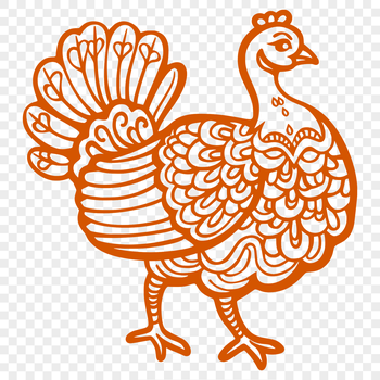 A detailed illustration of a turkey in full-body pose.