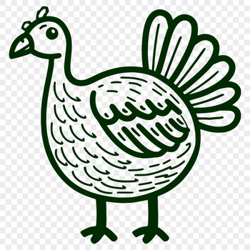 A detailed illustration of a farm animal, specifically a turkey in full body pose, suitable for various uses.