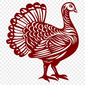 A detailed illustration of a farm animal, specifically a turkey, in full body pose.