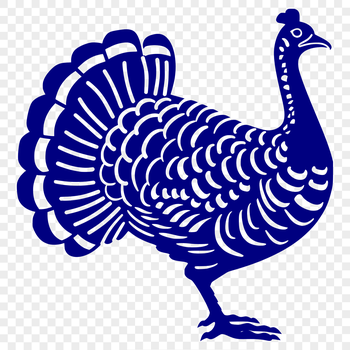 A full-body illustration of a domesticated turkey, suitable for various uses including clip art and vector design.