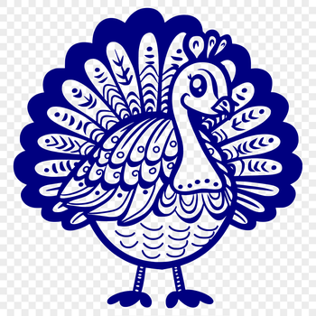 A detailed illustration of a farm animal, specifically a turkey, depicted in full body.