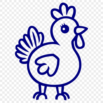 A simple line drawing of a farm animal, specifically a turkey, in full body depiction.