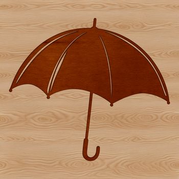 A simple vector illustration of a black outline silhouette of a classic umbrella on a white background.
