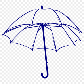 A simple vector illustration of an open umbrella with rain falling around it.