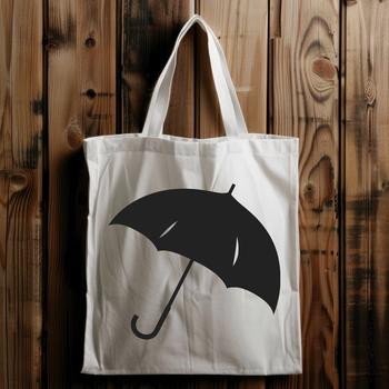 Illustrative vector design of an open umbrella with a simple graphic style, suitable for digital editing.