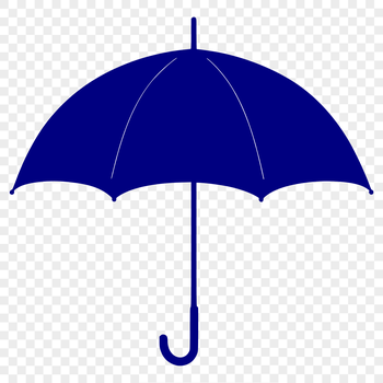 A simple illustration of an open umbrella, ready to provide protection from the rain.