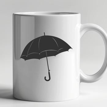 A simple vector illustration of a compact umbrella with a sturdy handle and colorful canopy.