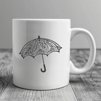 A digital illustration of a colorful umbrella designed as a vector graphic.