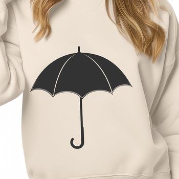 A transparent illustration of a colorful umbrella with a sturdy handle and vibrant canopy.