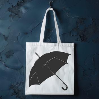 A simple silhouette design of a traditional-style umbrella.