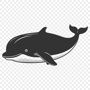 A realistic vector illustration of a whale in black silhouette.