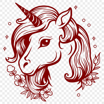 A mythical creature with a horse head, featuring floral details, in vector format.