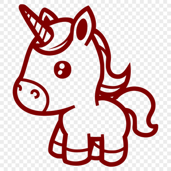 A simple line drawing of a mythical unicorn in full body pose.