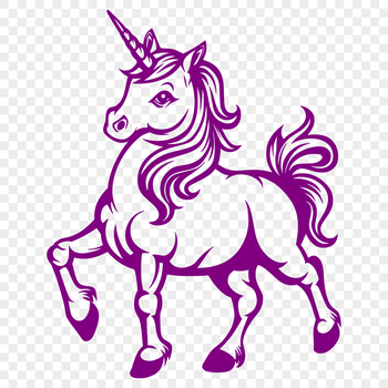 A mythical creature with a horse-like body and a long horn on its forehead.