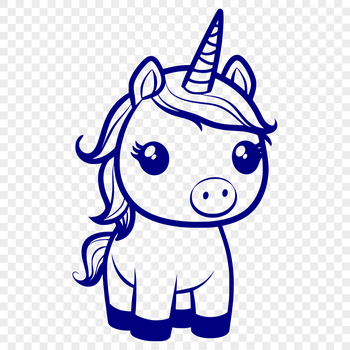 A simple line drawing of a mythical creature with a full body, commonly depicted in fairy tales as a symbol of magic.