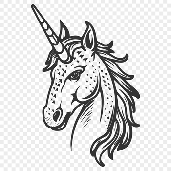 A fantastical creature from mythology with a horse's head and horn, depicted as a vector graphic.