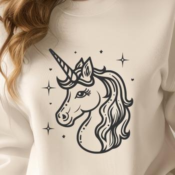 A mythical creature with a horse's body and a single horn protruding from its head, depicted in vector format.