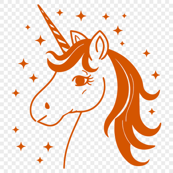 A stylized illustration of a mythical creature with a single horn protruding from its forehead.