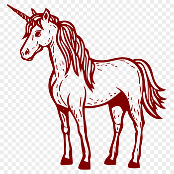 A mythical creature from fairy tales, depicted as a full-body unicorn with a flowing mane.