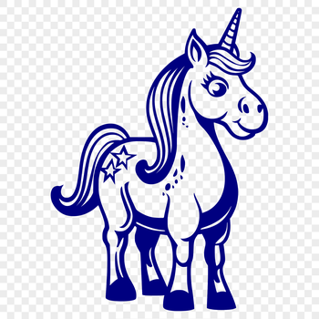 A mythical creature with a horse's body and a single horn on its forehead.