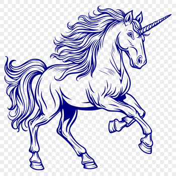 A mythical creature with a horse body and a single horn on its forehead.