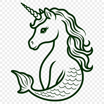 A mythical creature with the upper body of a mermaid and lower body of a horse, designed as a vector graphic.