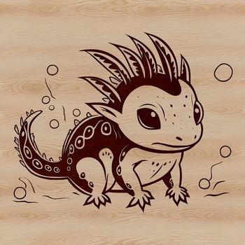 A digital illustration of a salamander known as the axolotl, often kept as a pet.