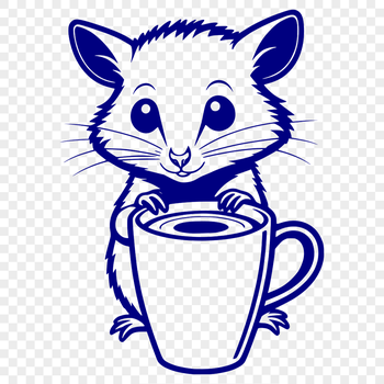 A close-up illustration of a wild animal's face, specifically a marsupial known as a possum.