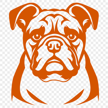 An illustration of a Bulldog's head with a flat, even outline suitable for cutting out or vector graphics.
