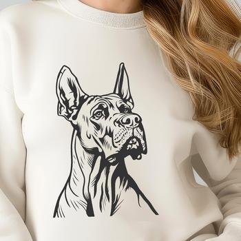 Large breed dog illustration featuring a Great Dane's head and body.