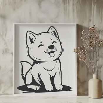 A stylized illustration of a full-body Shiba Inu sitting comfortably, suitable for vector graphics.
