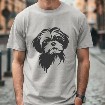 Portrait illustration of a Shih Tzu dog breed with detailed head features.