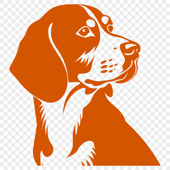 A detailed digital illustration of a beagle's head with realistic facial features and fur texture.